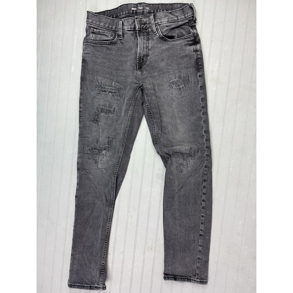 Old Navy Size 29x30 Mens Jeans Slim Black Distress Built In Flex Stretch